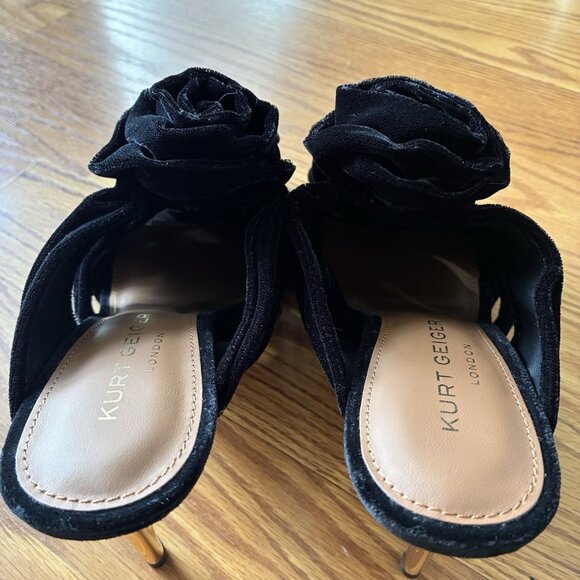 KURT GEIGER LONDON BLOOM MULE BLACK VELVET HEELS - Picture 4 of 10